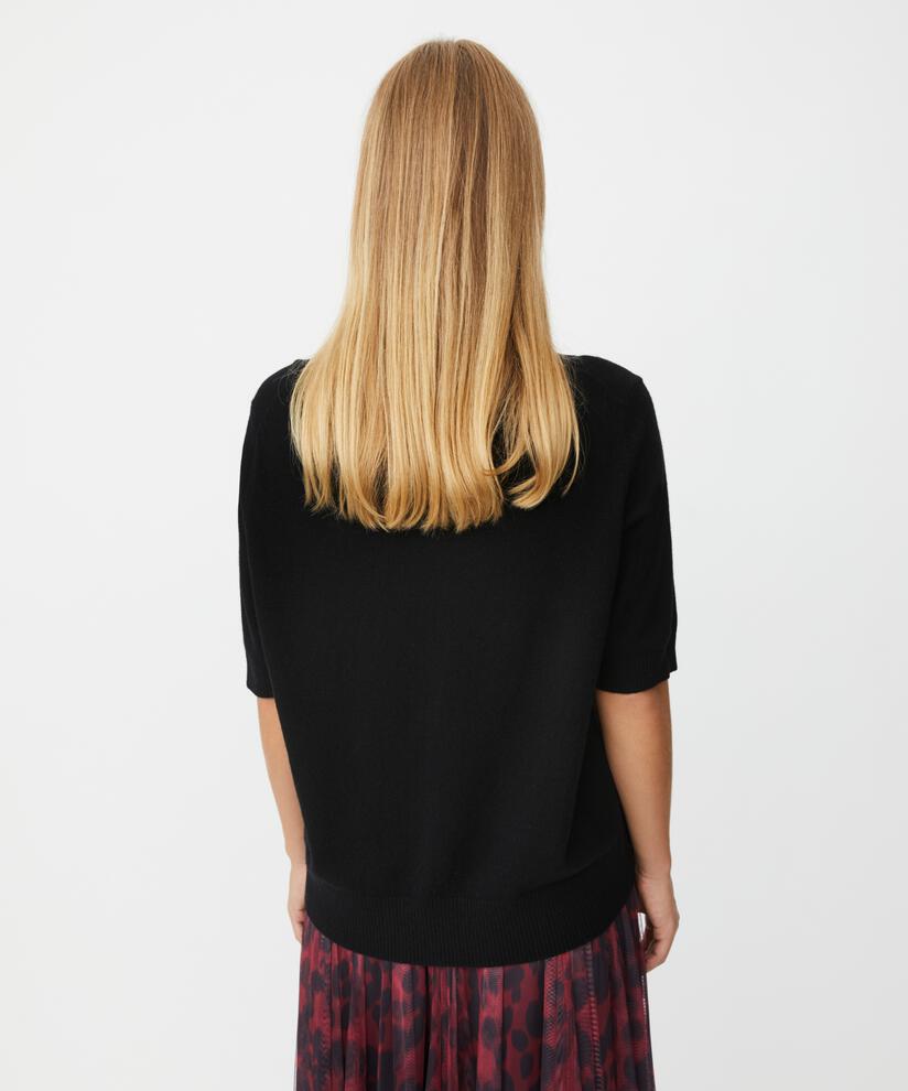 kurzärmliger Pullover aus Wollmischung, Black