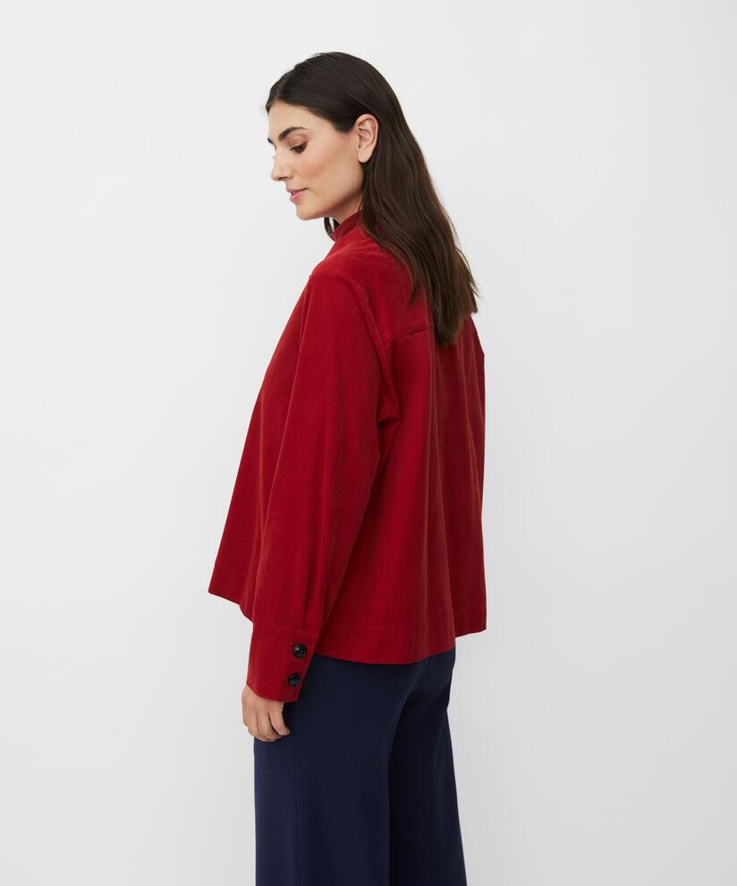 Samthemdjacke mit Kragen, Red Dahlia
