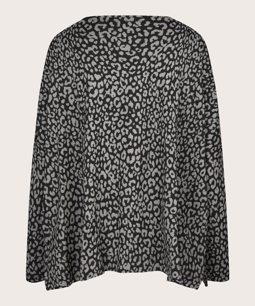 Bedrucktes Oversize-Jersey-Top, Steel Grey