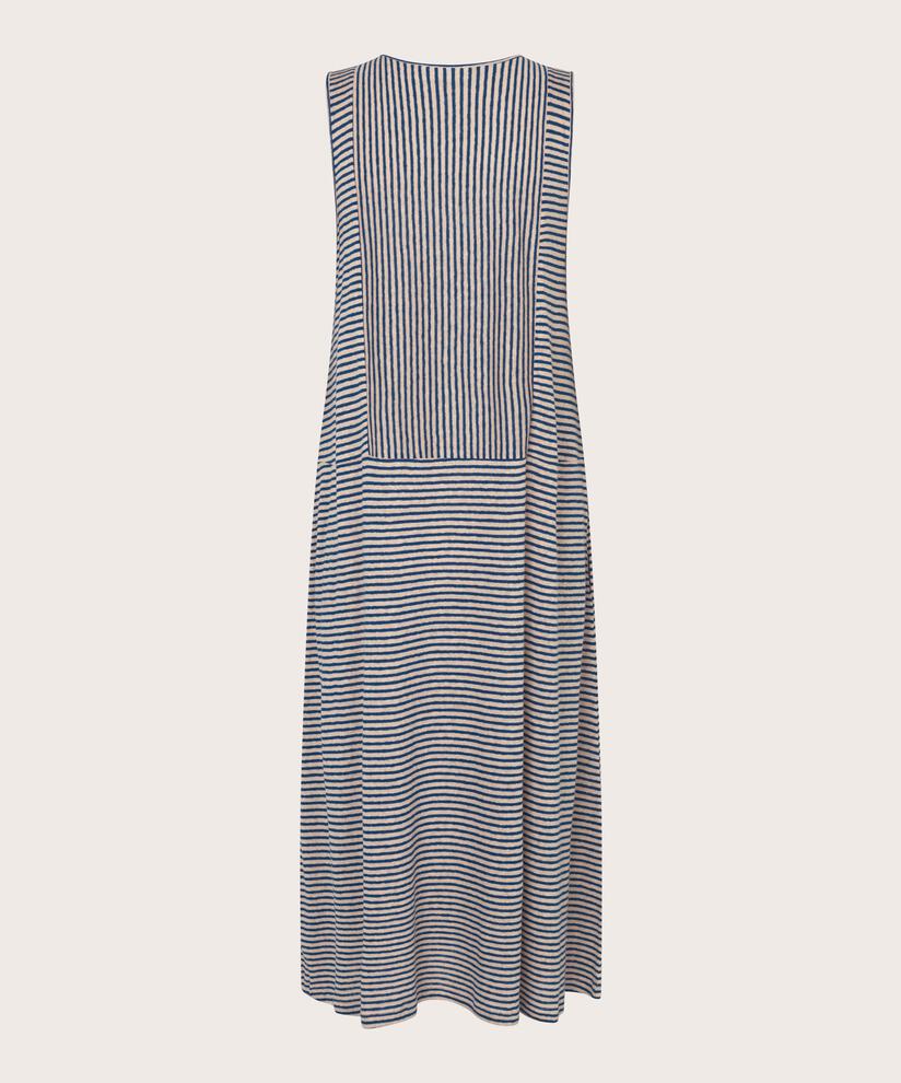 Gestreiftes Jerseykleid aus Leinenmischung, Navy Peony