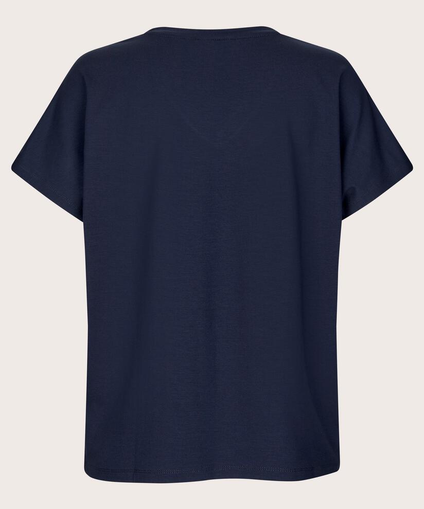 T-Shirt mit V-Ausschnitt aus weichem Jersey, Navy