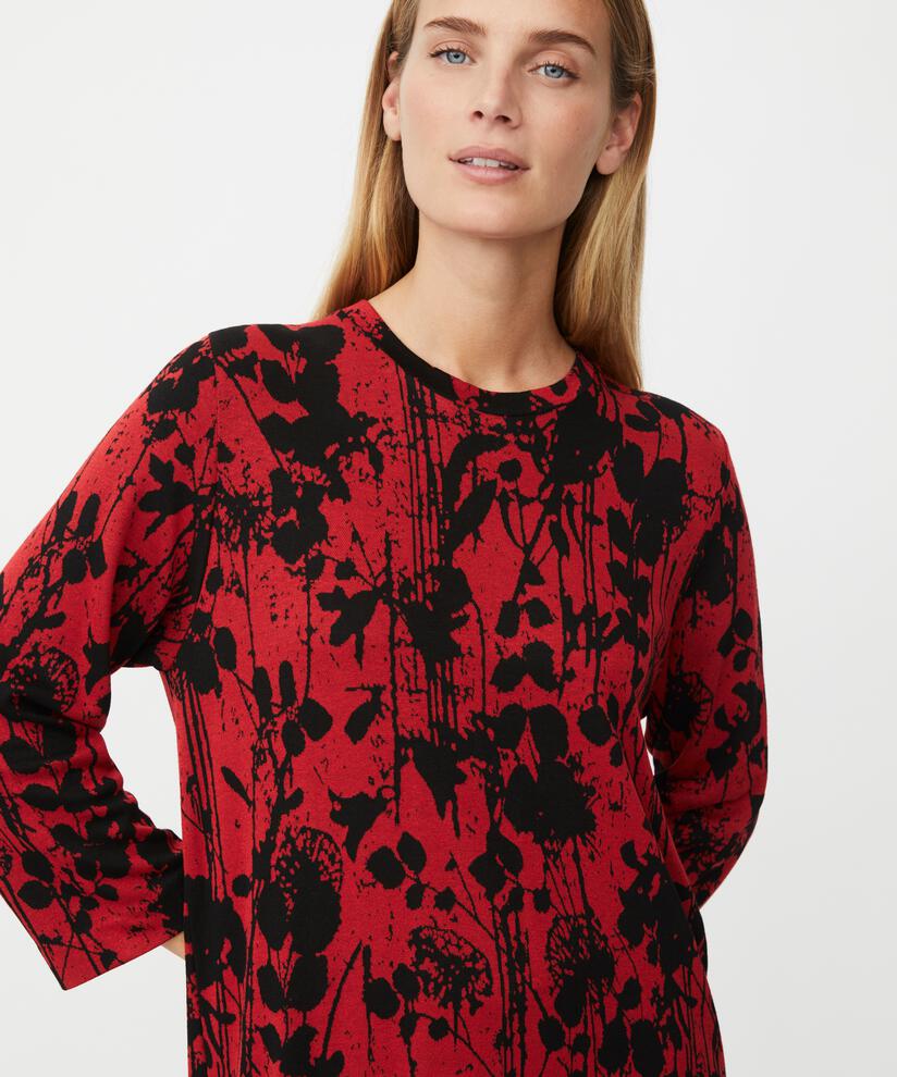 bedruckte Jersey-Tunika mit hohem Ausschnitt, Scarlet Sage