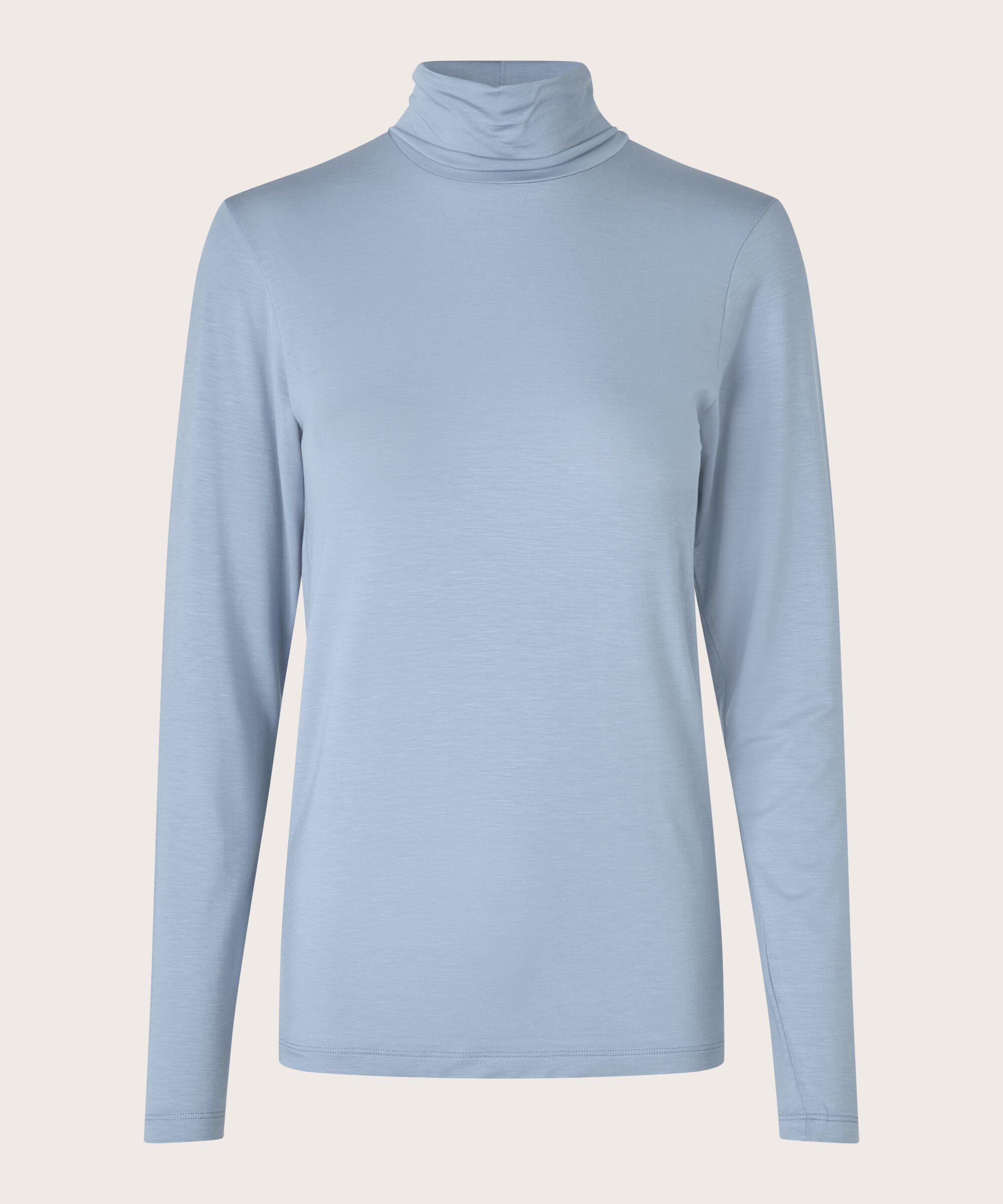 Rollkragenbluse Aus Weichem Jersey, Blue Fog