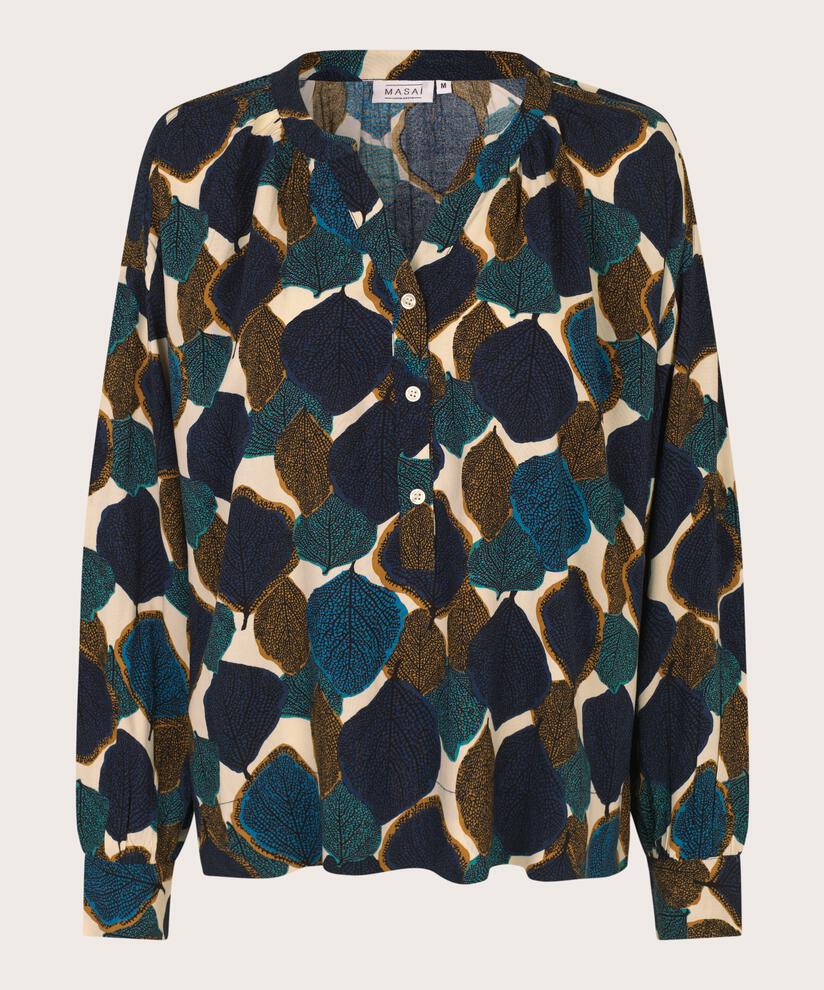 Baumwollbluse mit V-Ausschnitt, Chipmunk