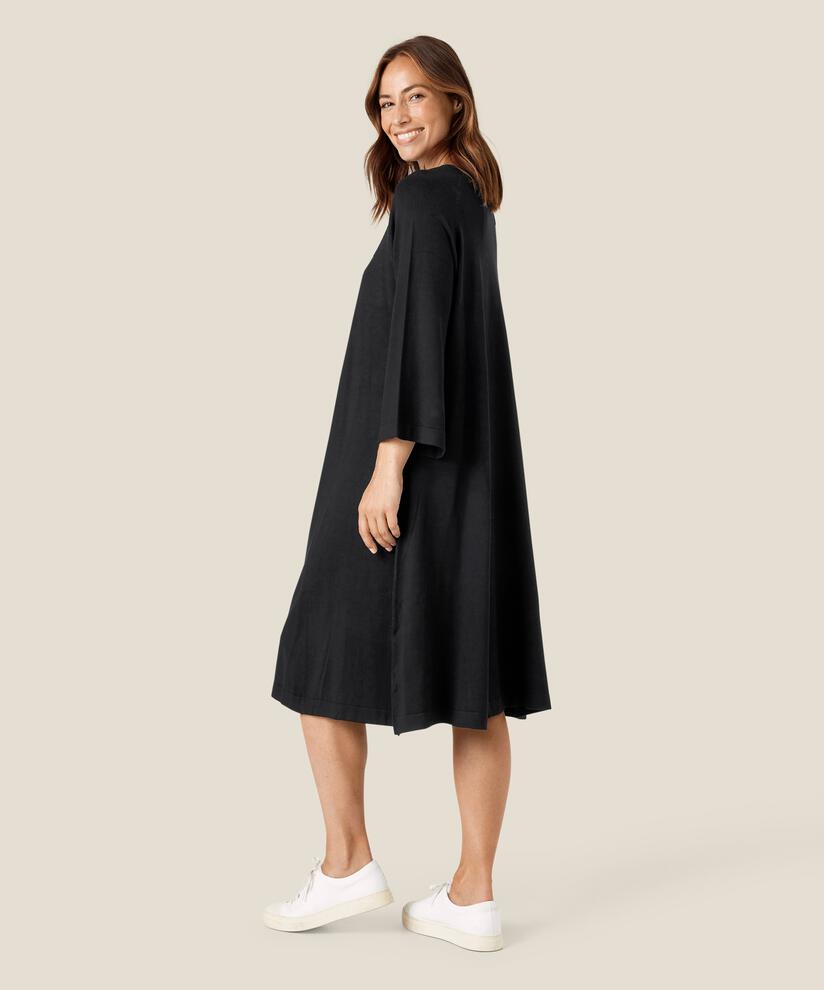 Feinstrickkleid mit 3/4 Ärmeln, Black