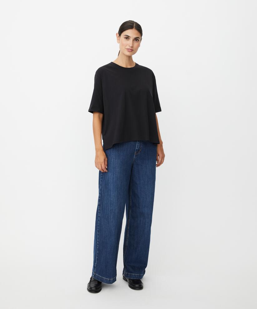 Jeans mit Stretch und weitem Bein, Blue Denim