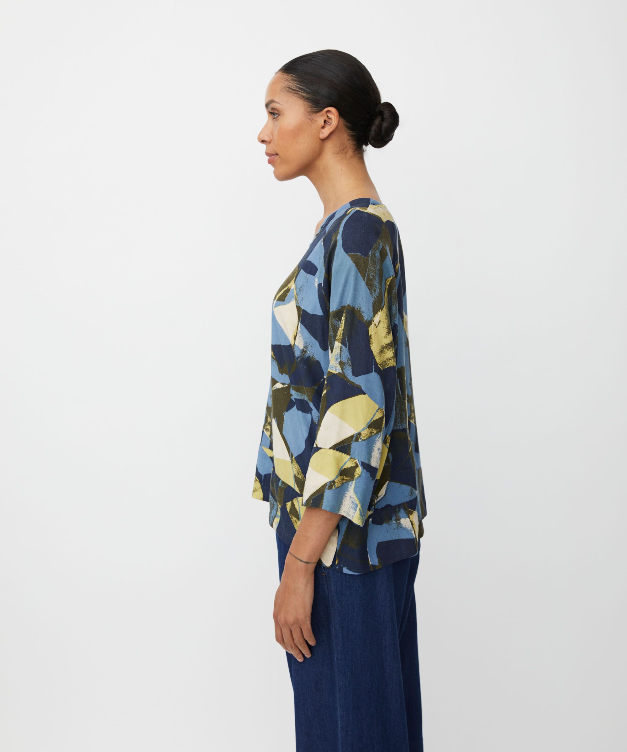 Viskosebluse Mit V-ausschnitt, Proven Blue