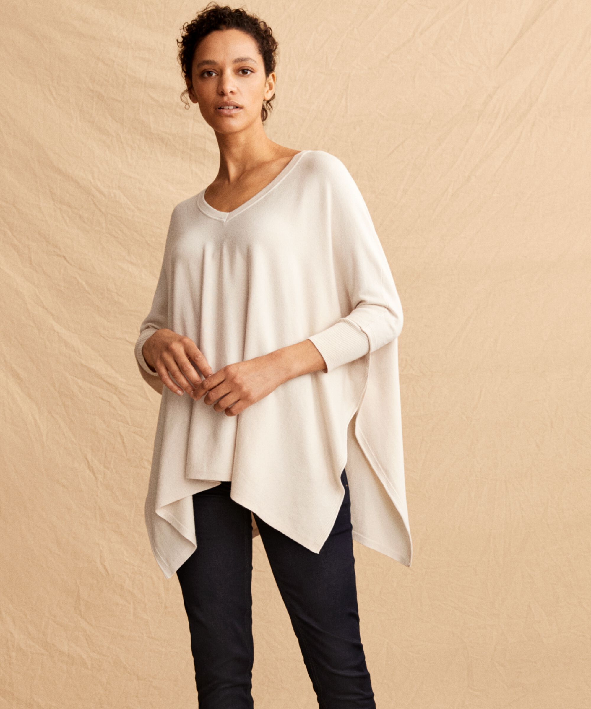 Oversize-Strickpullover mit schmalen Ärmeln, Whitecap