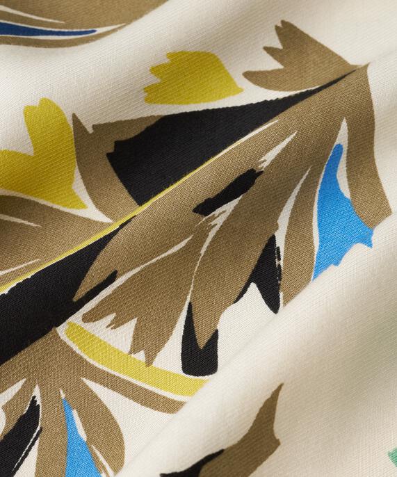 Bedrucktes Viskosekleid mit V-Ausschnitt, Dusky Green