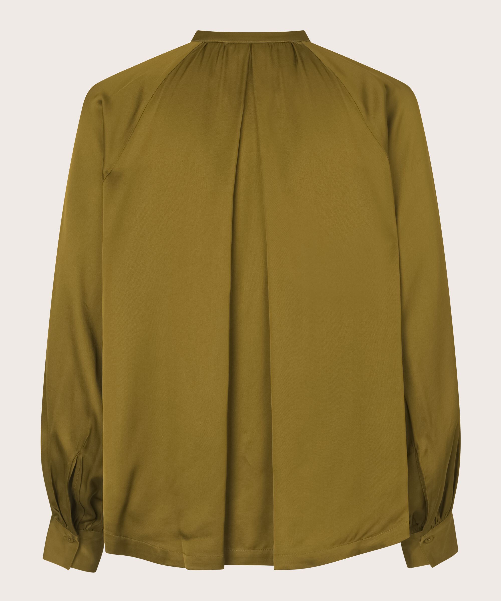 Bluse aus Viskosesatin mit Bindebändern am Hals, Plantation