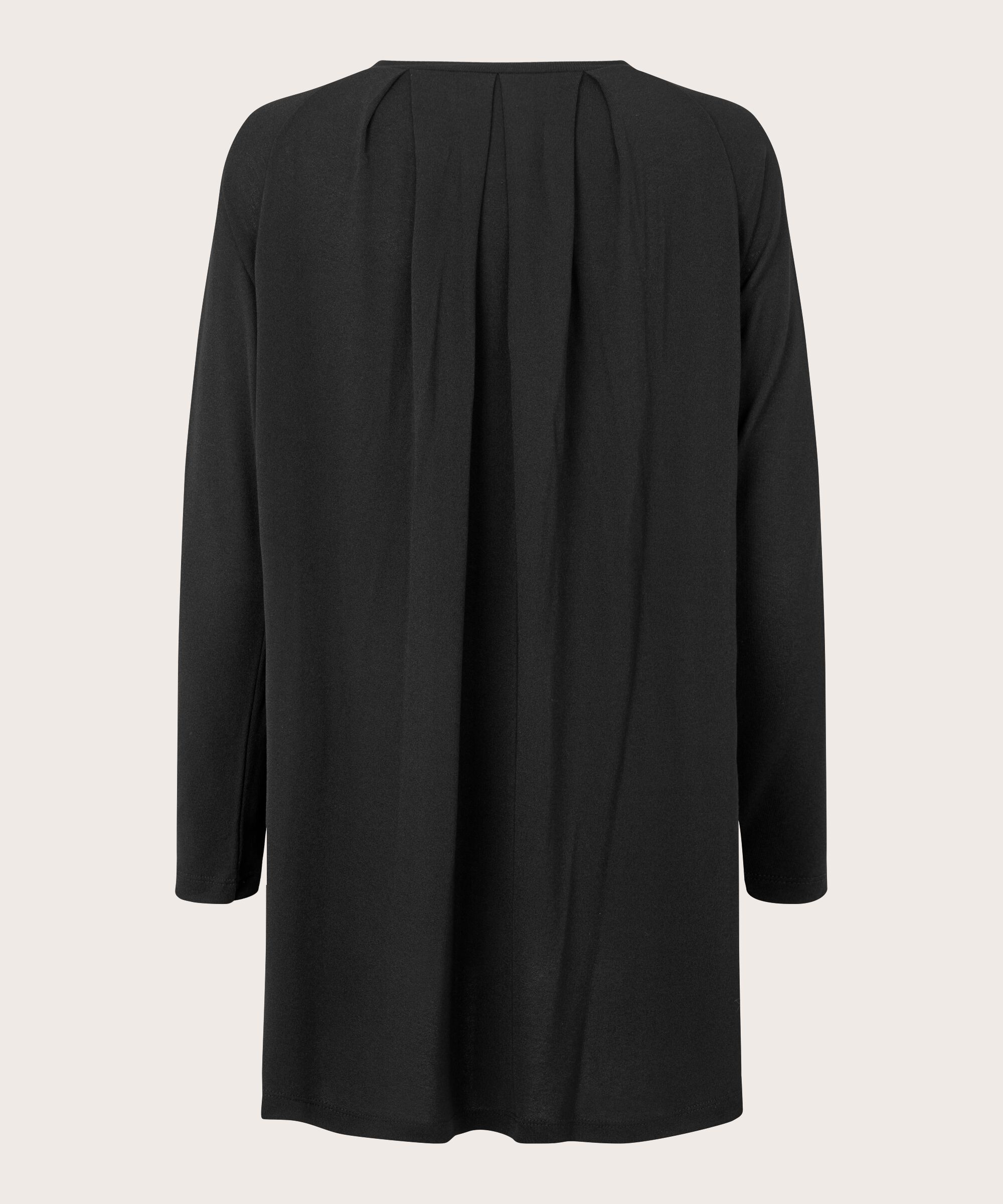 Jersey-Tunika mit kleinen Falten, Black