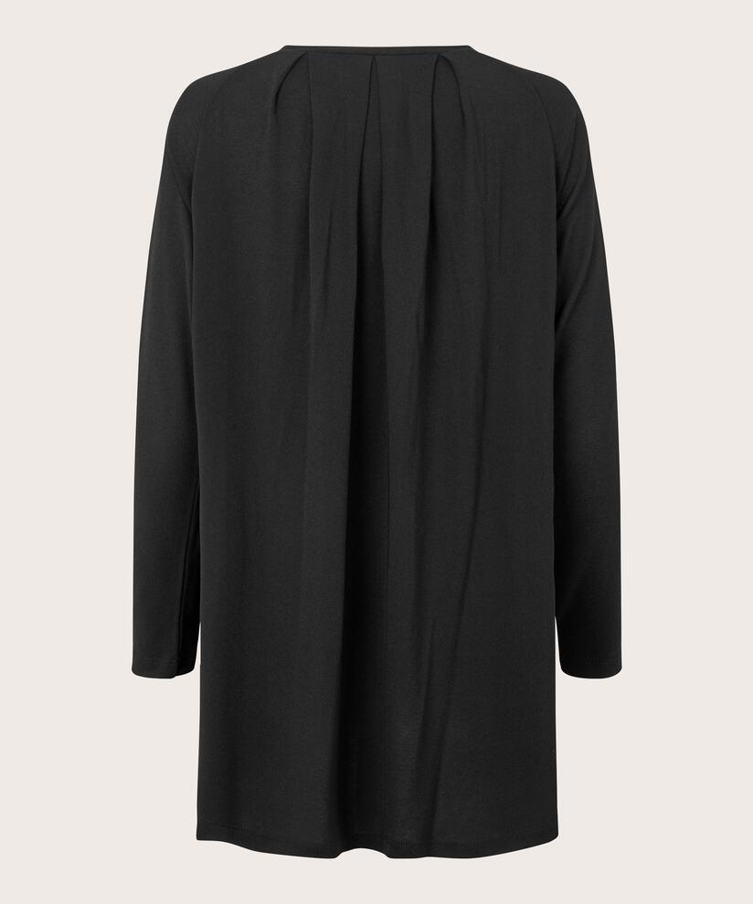 Jersey-Tunika mit kleinen Falten, Black