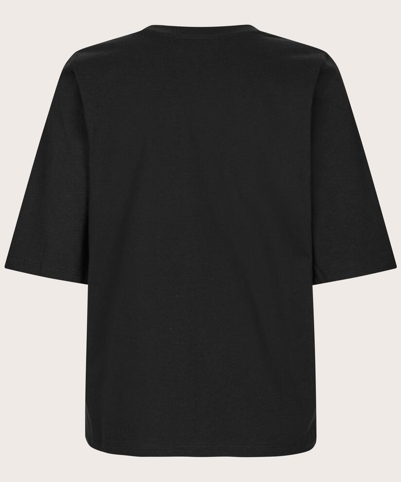 T-Shirt mit Rundhals und 1/2 Ärmeln, Black