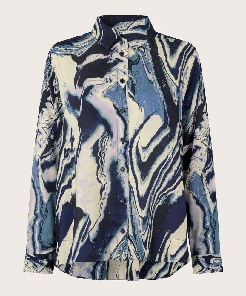 Viskose-Shirt mit langen Ärmeln und längerem Rücken, Wisteria