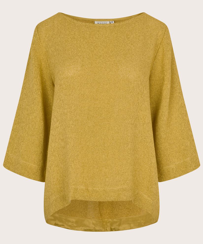 Bouclé-Bluse mit 3/4-Ärmeln, Burnish Gold