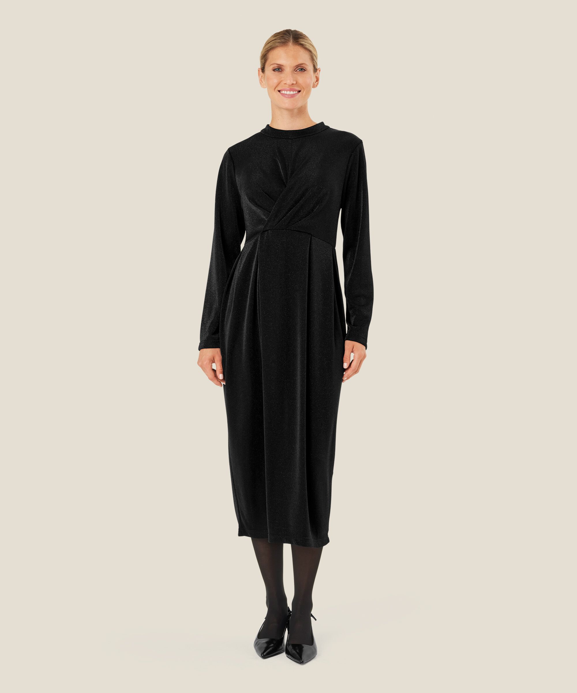 Glitzer-Jersey-Kleid mit Wickeleffekt, Black