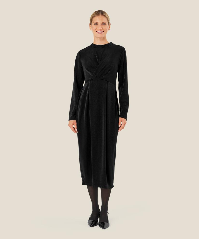 Glitzer-Jersey-Kleid mit Wickeleffekt, Black