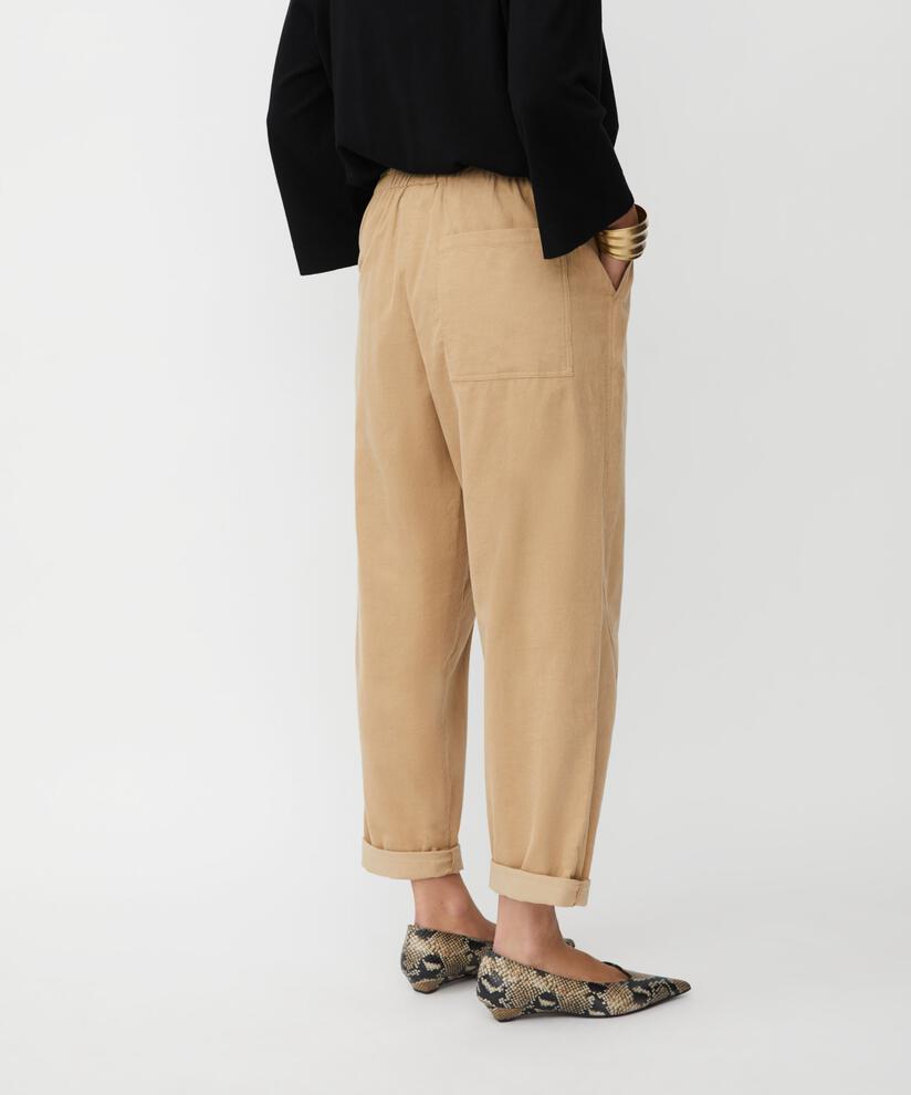 Cordhose mit Gummizug hinten, Travertine