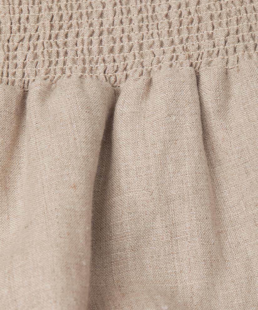 Leinenhose mit breitem, gesmoktem Gummizug hinten und Knopfdetail, Natural
