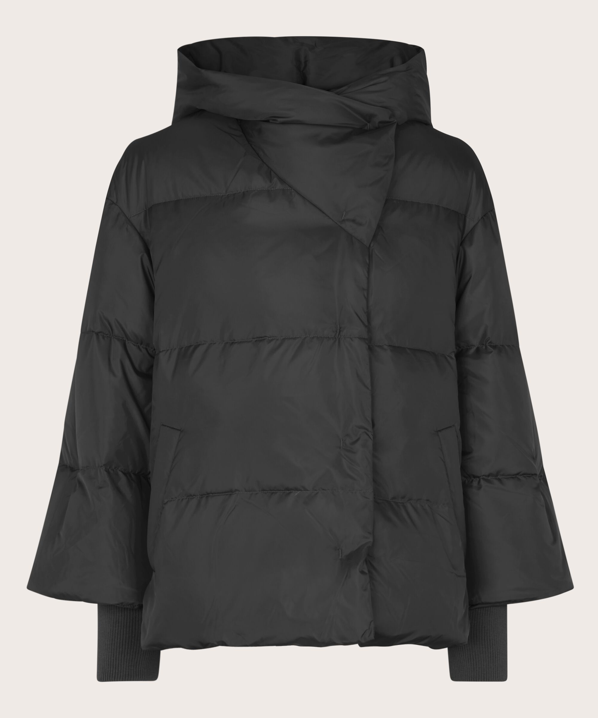 Kurze Daunenjacke mit Kapuze, Black