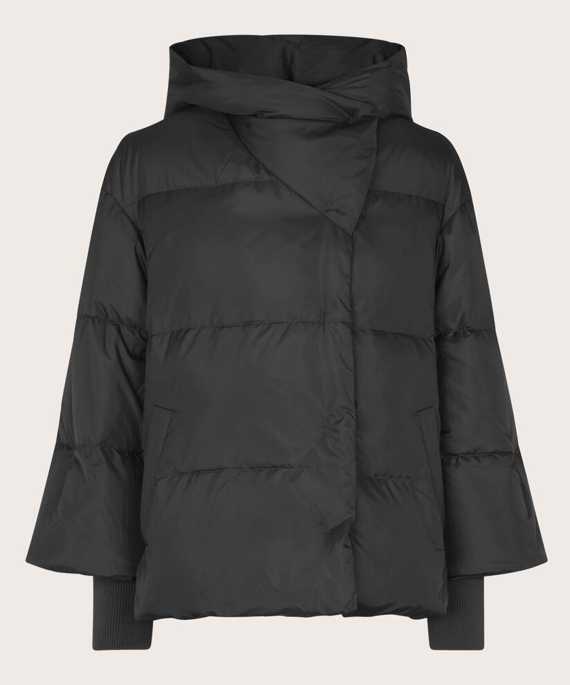 Kurze Daunenjacke mit Kapuze, Black