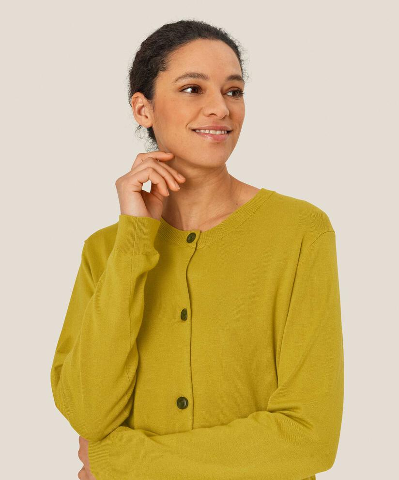 Feinstrick-cardigan Mit Rundhalsausschnitt, Burnish Gold