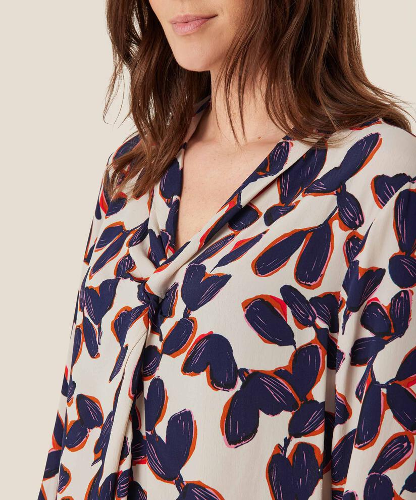 Viskosebluse mit Knotendetail, Umber