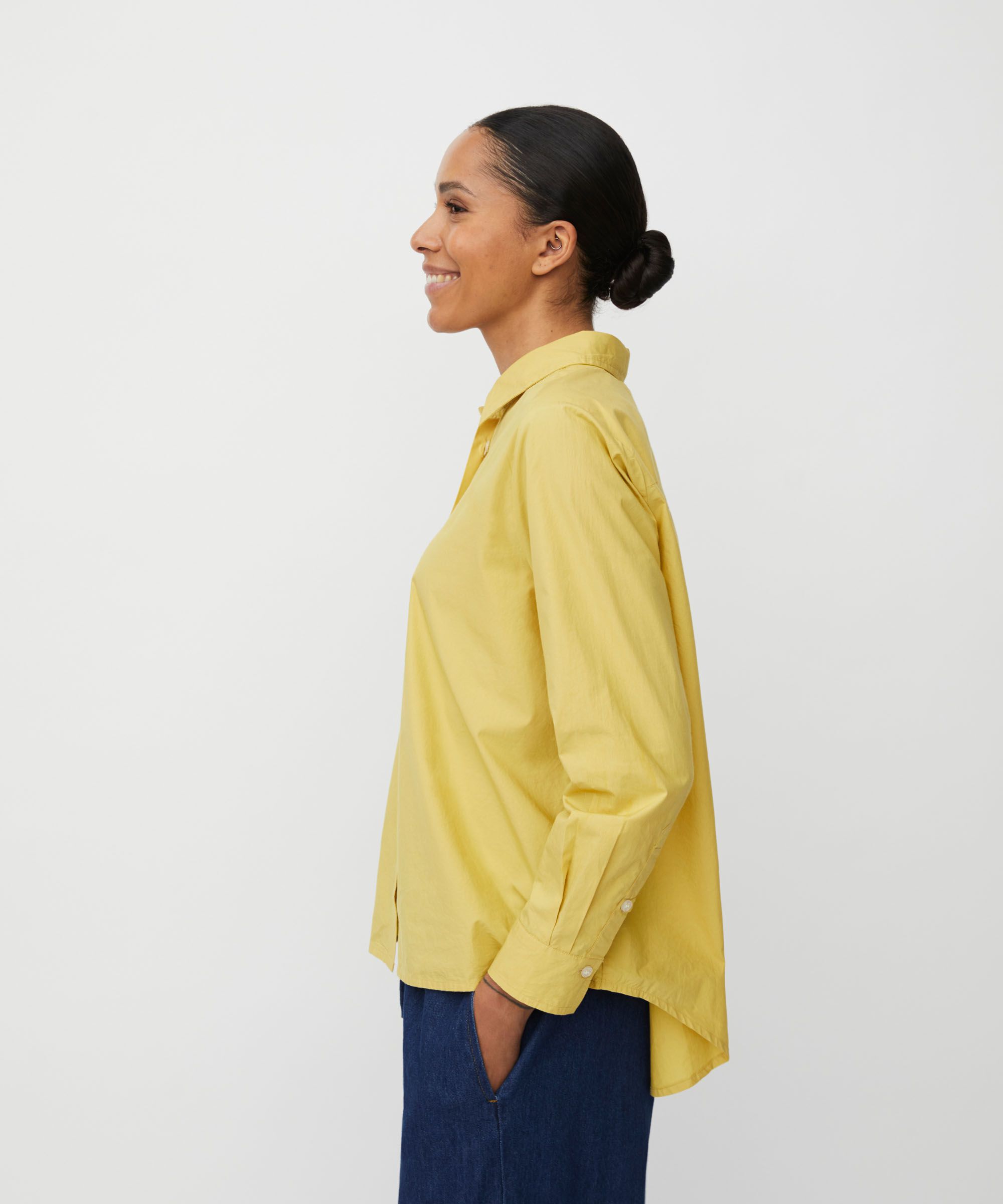 Button-down-hemdbluse Aus Baumwolle, Golden Green