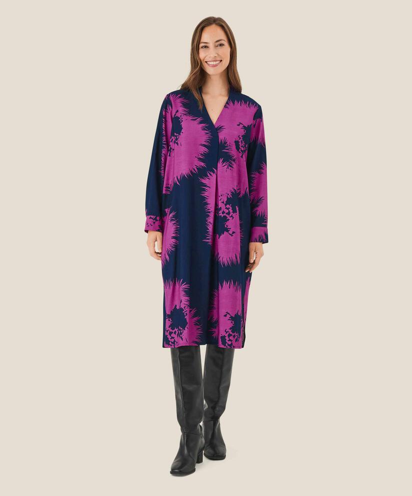 Viskosekleid mit V-Ausschnitt, Wild Aster