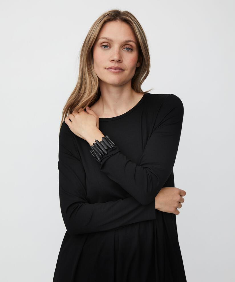 Jersey-Tunika mit Falten und Eingrifftaschen, Black