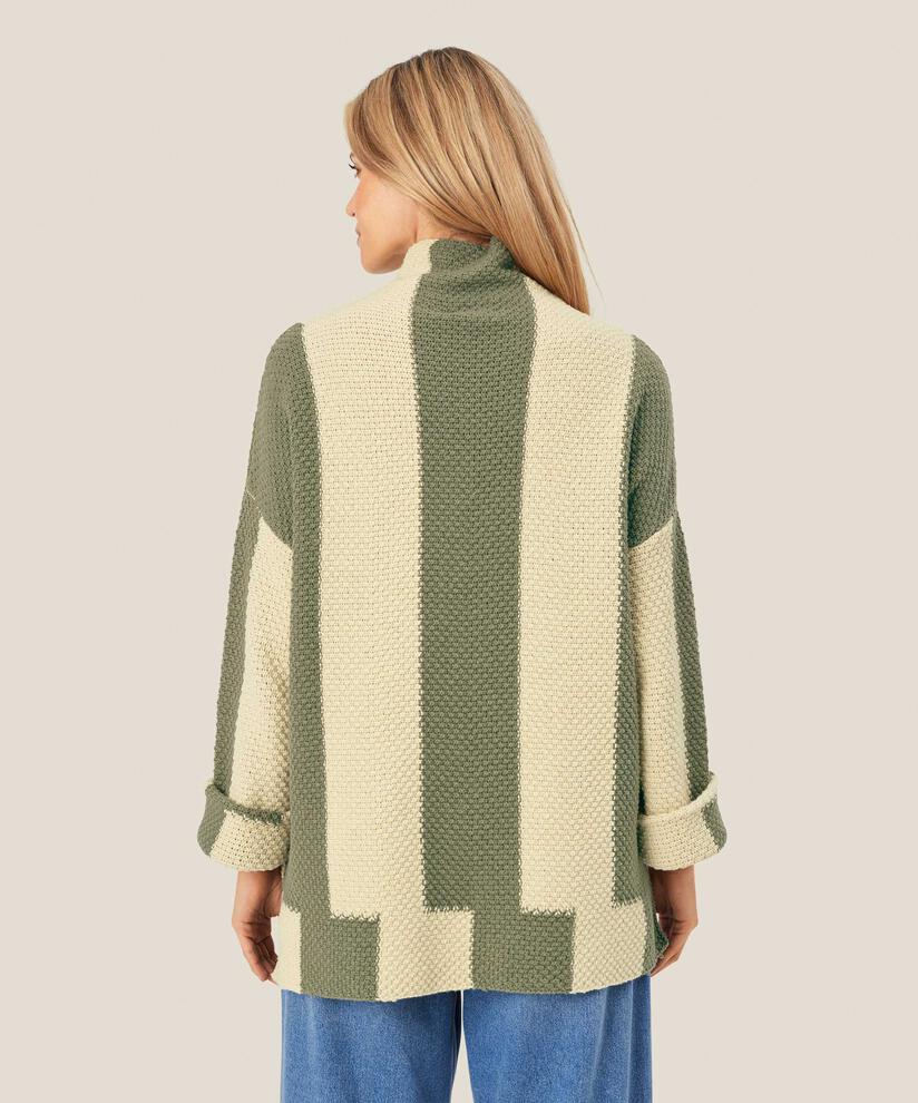 Strickpullover mit hohem Halsausschnitt und weiten Ärmeln, D. Lichen Green