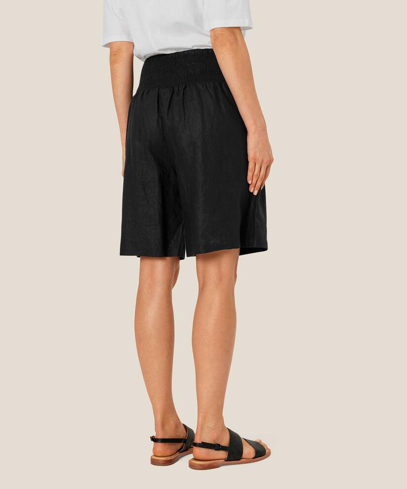 Leinenshorts Mit Gesmoktem Gummizug Hinten, Black