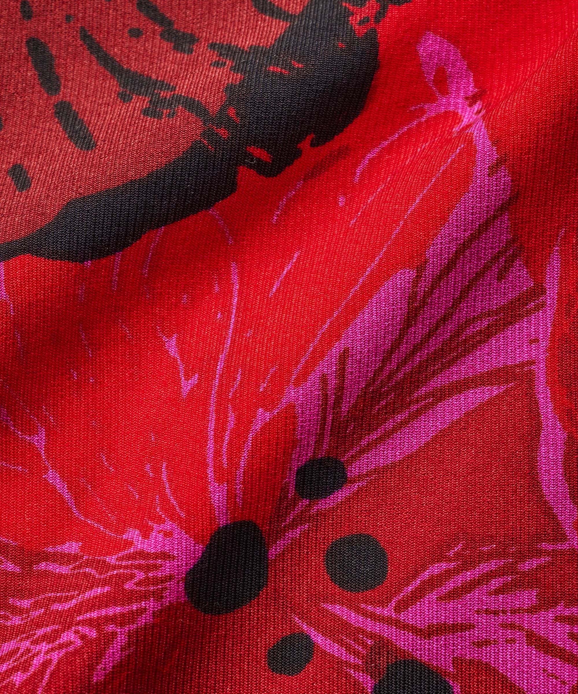 Gemustertes Hemdblusenkleid Aus Viskose, Haute Red