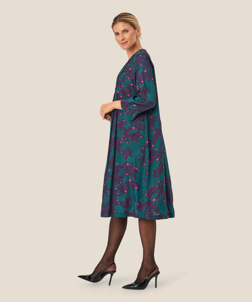 Bedrucktes Viskosekleid mit V-Ausschnitt, Reflect Pond