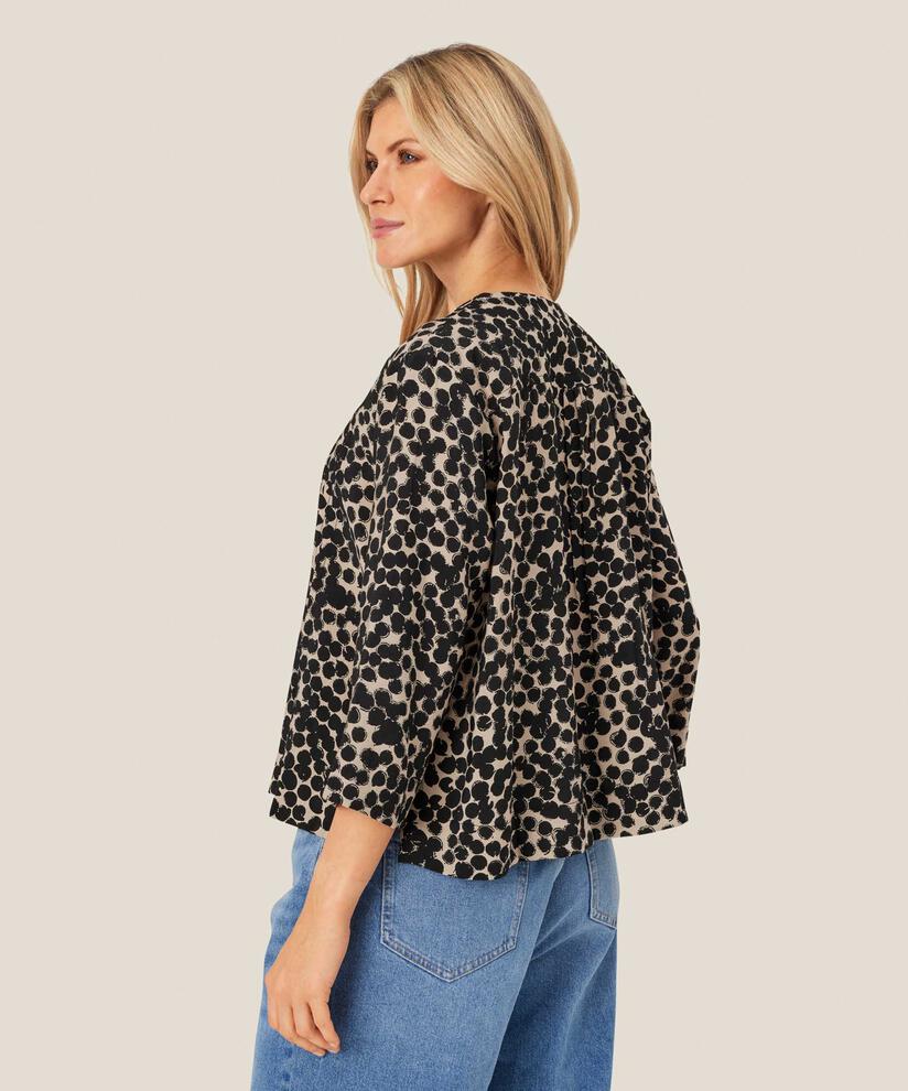 Bedrucktes Hemd aus Viskose mit Dreiviertelärmeln, Fog