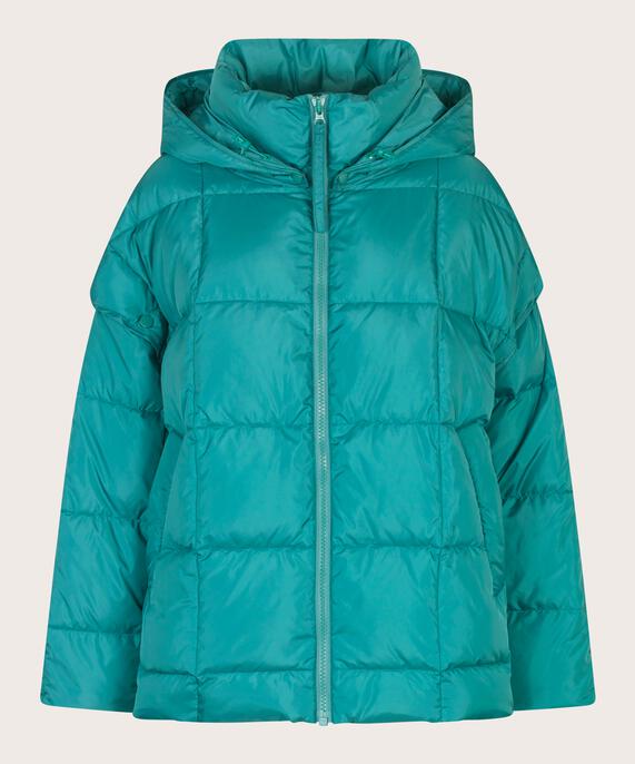 Daunenjacke mit abnehmbarer Kapuze und Ärmeln, Teal