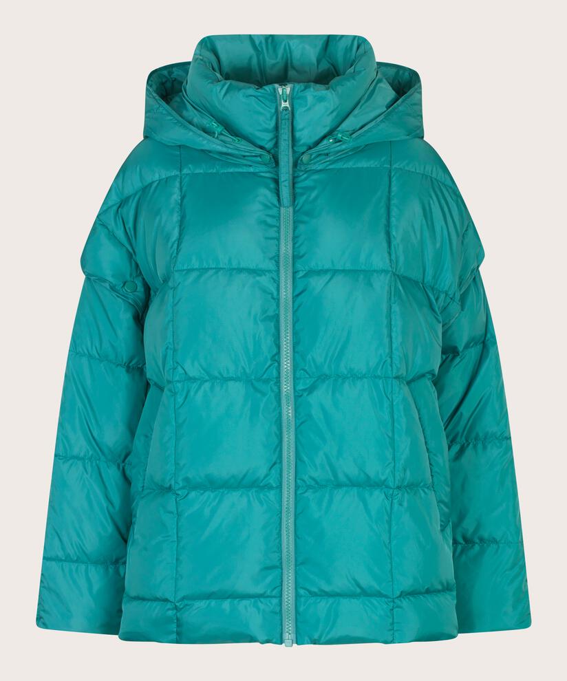 Daunenjacke mit abnehmbarer Kapuze und Ärmeln, Teal