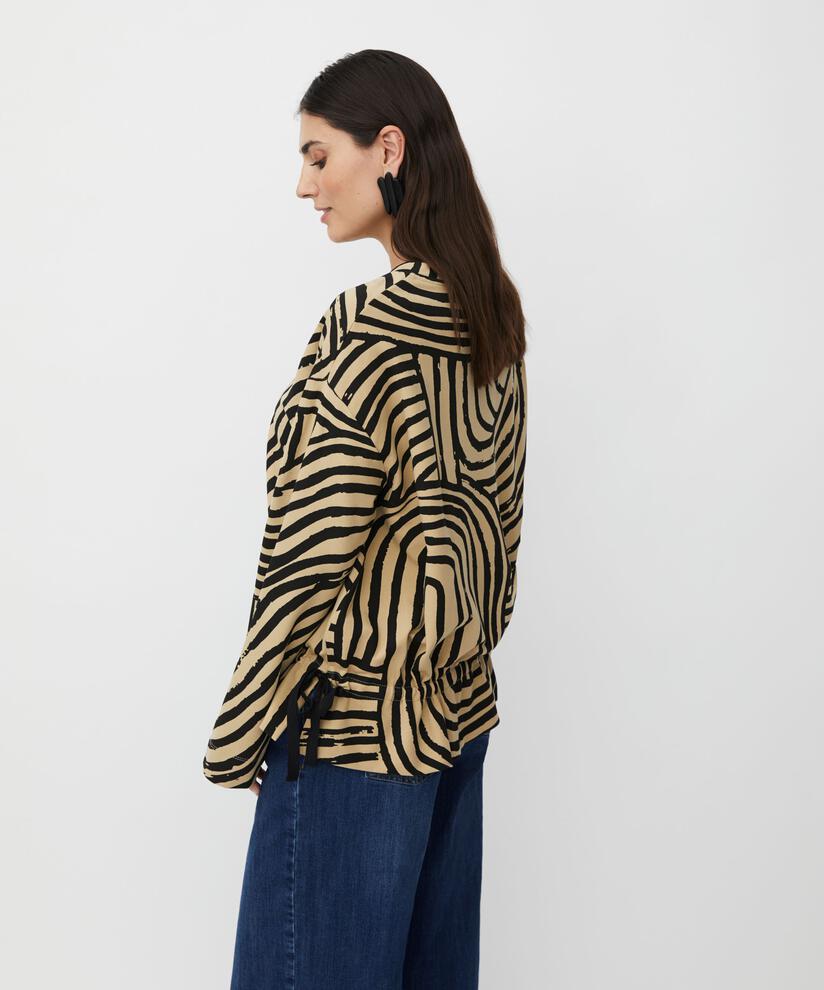 bedrucktes Jersey-Top mit Bindedetail, Travertine