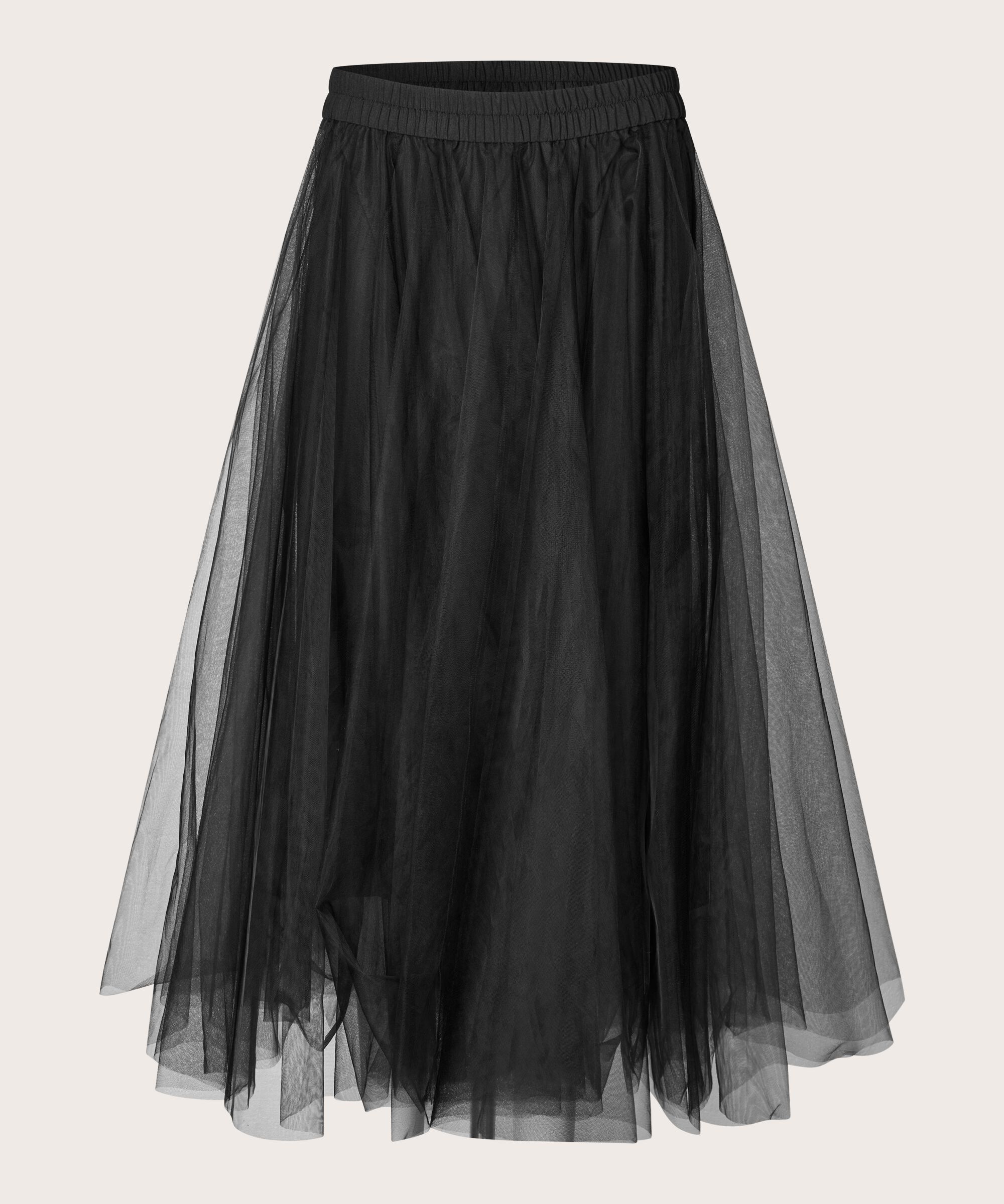 Rock aus weichem Tüll mit elastischem Bund, Black