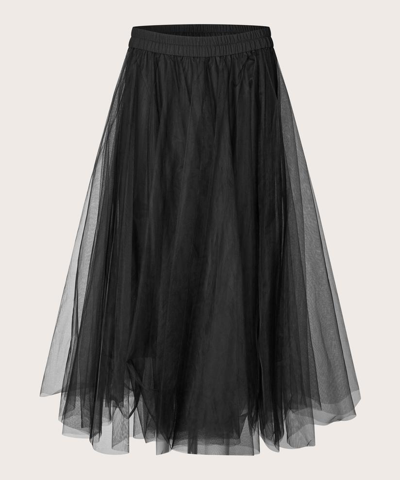 Rock aus weichem Tüll mit elastischem Bund, Black