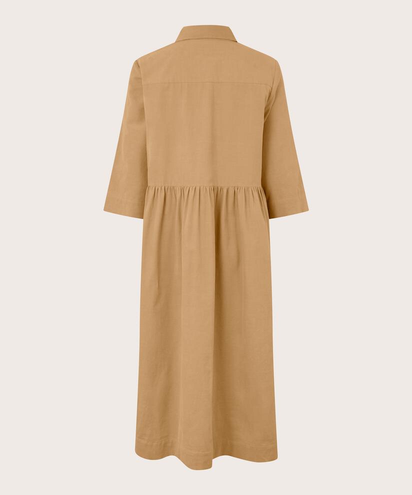 Samthemdkleid mit 3/4-Ärmeln, Travertine