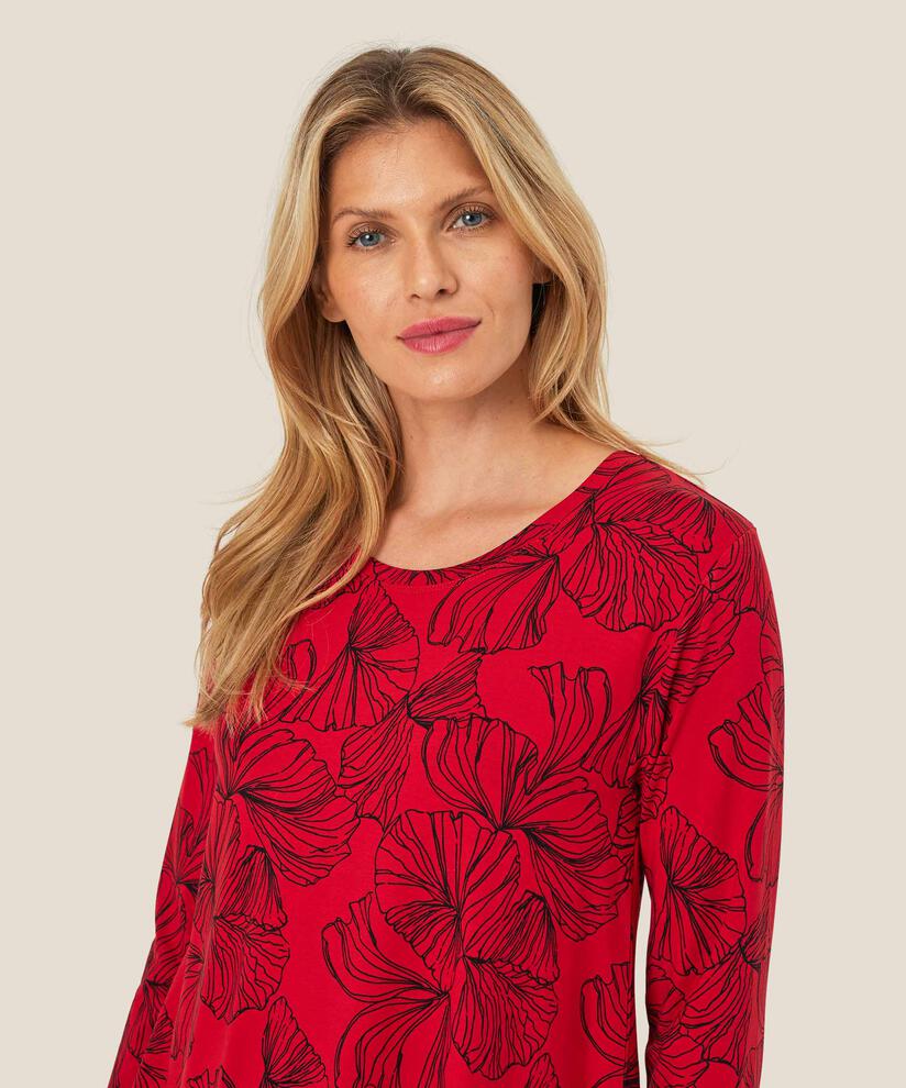 Bedrucktes Shirt Mit Rundem Hals, Haute Red
