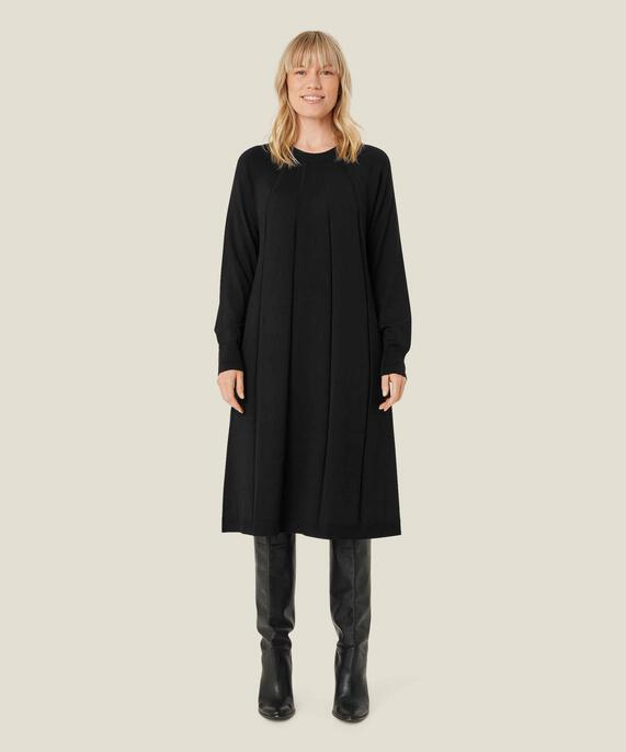 Feinstrickkleid mit langen Ärmeln, Black