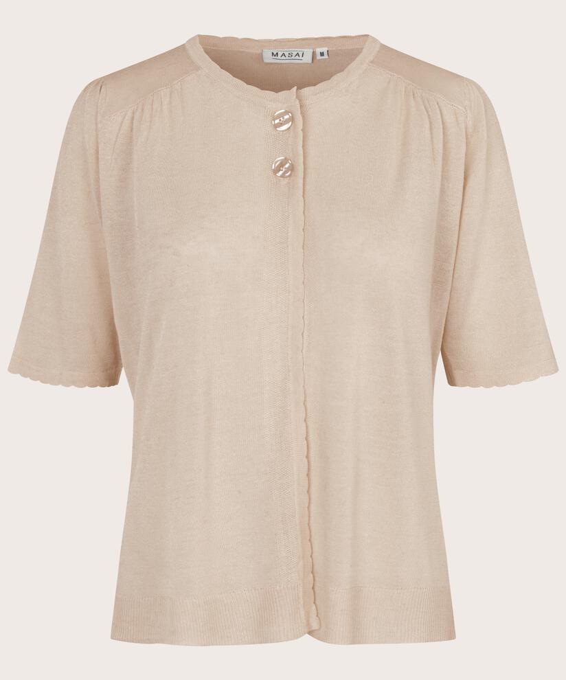 Kurzärmliger Cardigan aus Leinenmischung, Natural