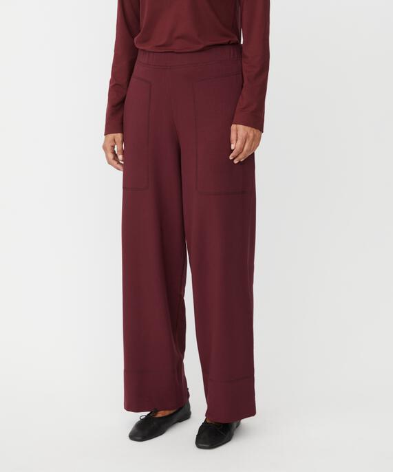 Jerseyhose mit Eingrifftaschen und Ziernähten, Tawny Port