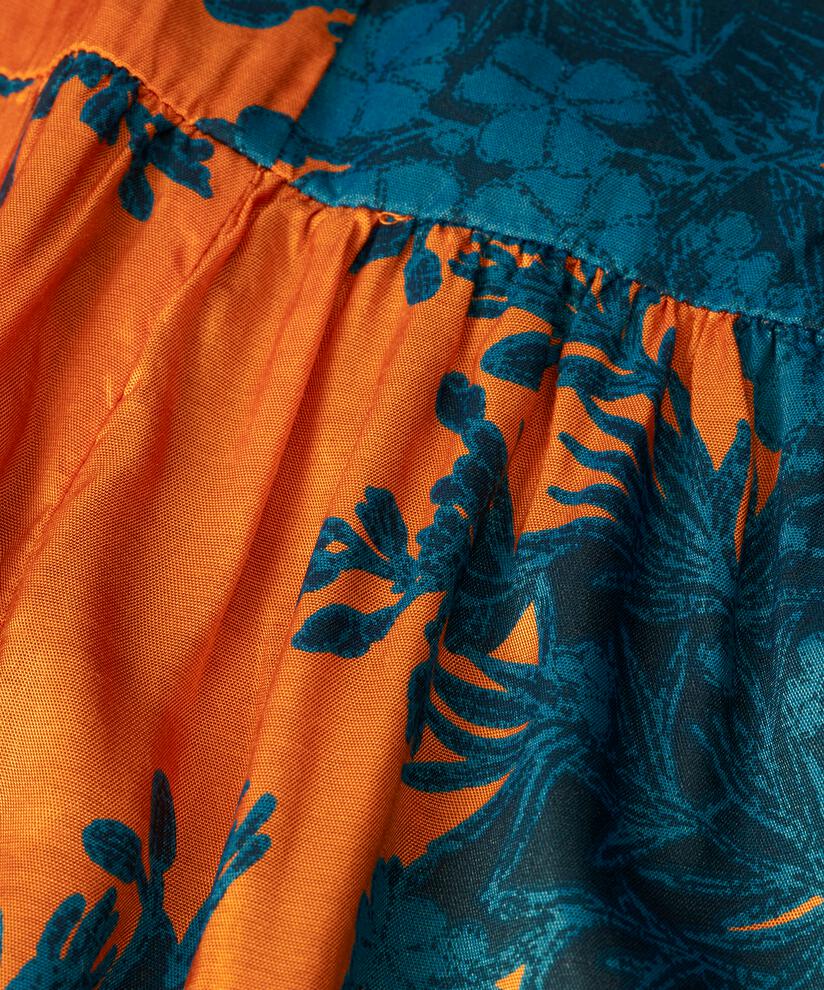 Bedrucktes Viskosekleid mit V-Ausschnitt, Russ Orange
