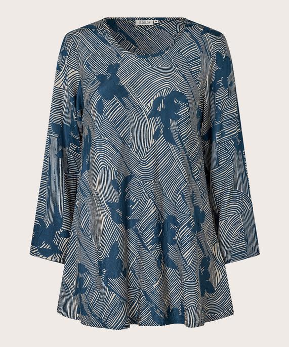 Bedruckte Viskosebluse Mit Rundhalsausschnitt, Sargasso Sea