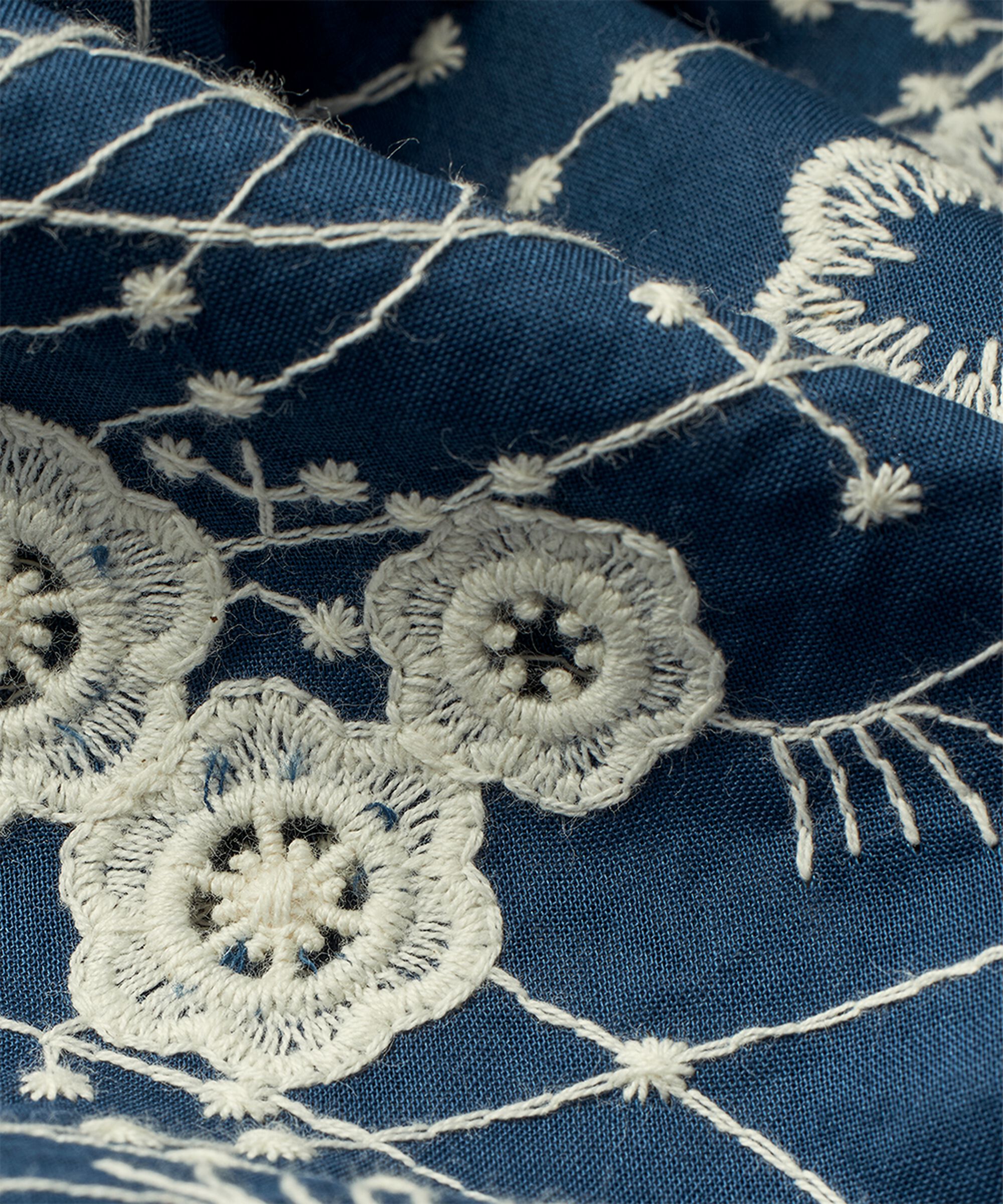 Baumwollbluse mit gesticktem Blumendruck, Sargasso Sea