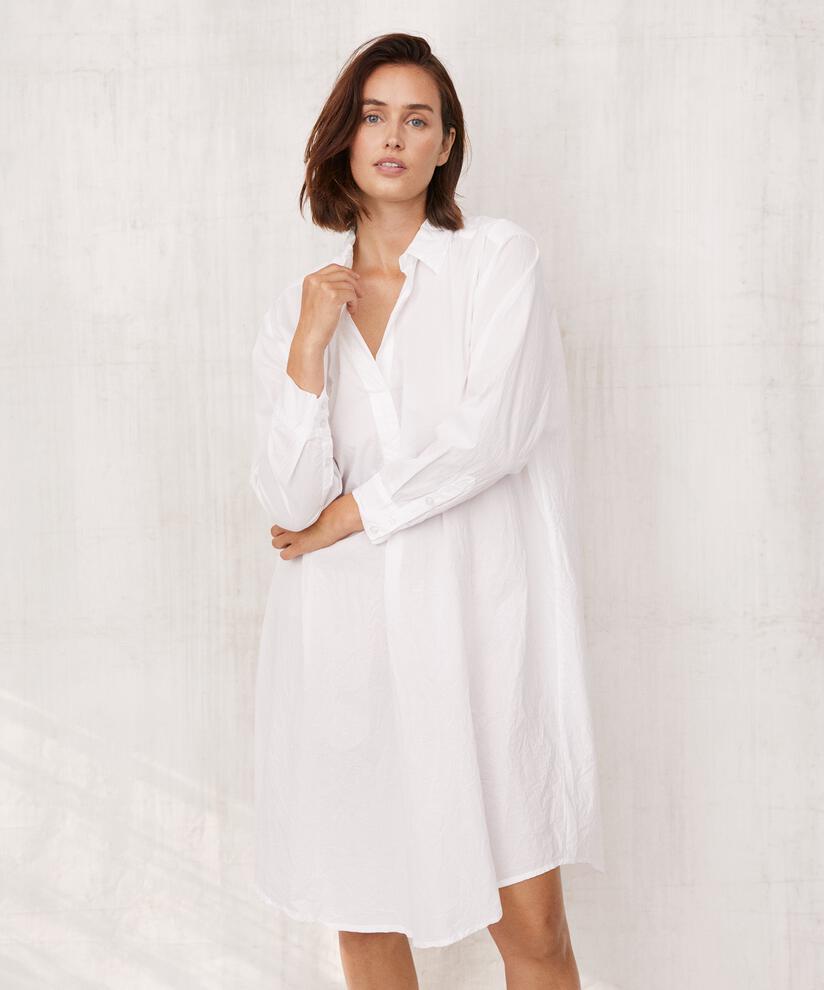 Hemdblusenkleid in Baumwollqualität, White