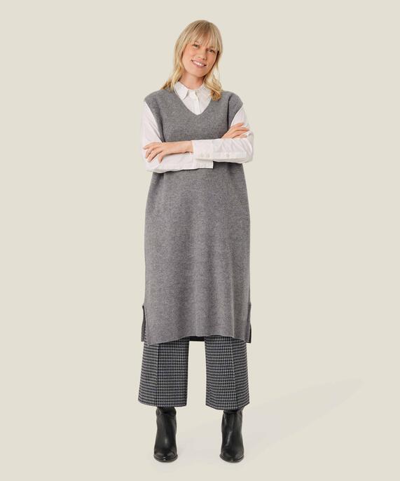 ärmelloses Strickkleid mit Seitenschlitzen, M. Grey mel.